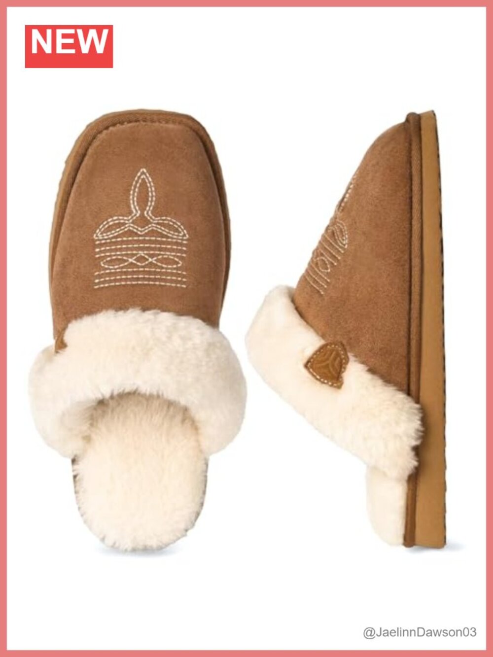 Fuzzy Western Slippers Square Toe Faux Fur Plush Cozy Indoor Outdoor